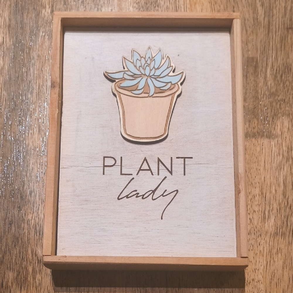 Wooden 'Plant Lady' Wall Art